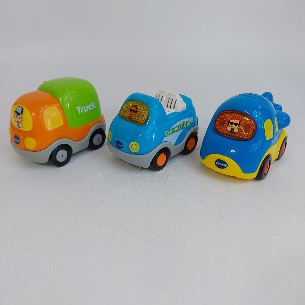 Vtech Go Go Smart Wheels Green Orange Truck, Blue Convertible, Blue Airplane
